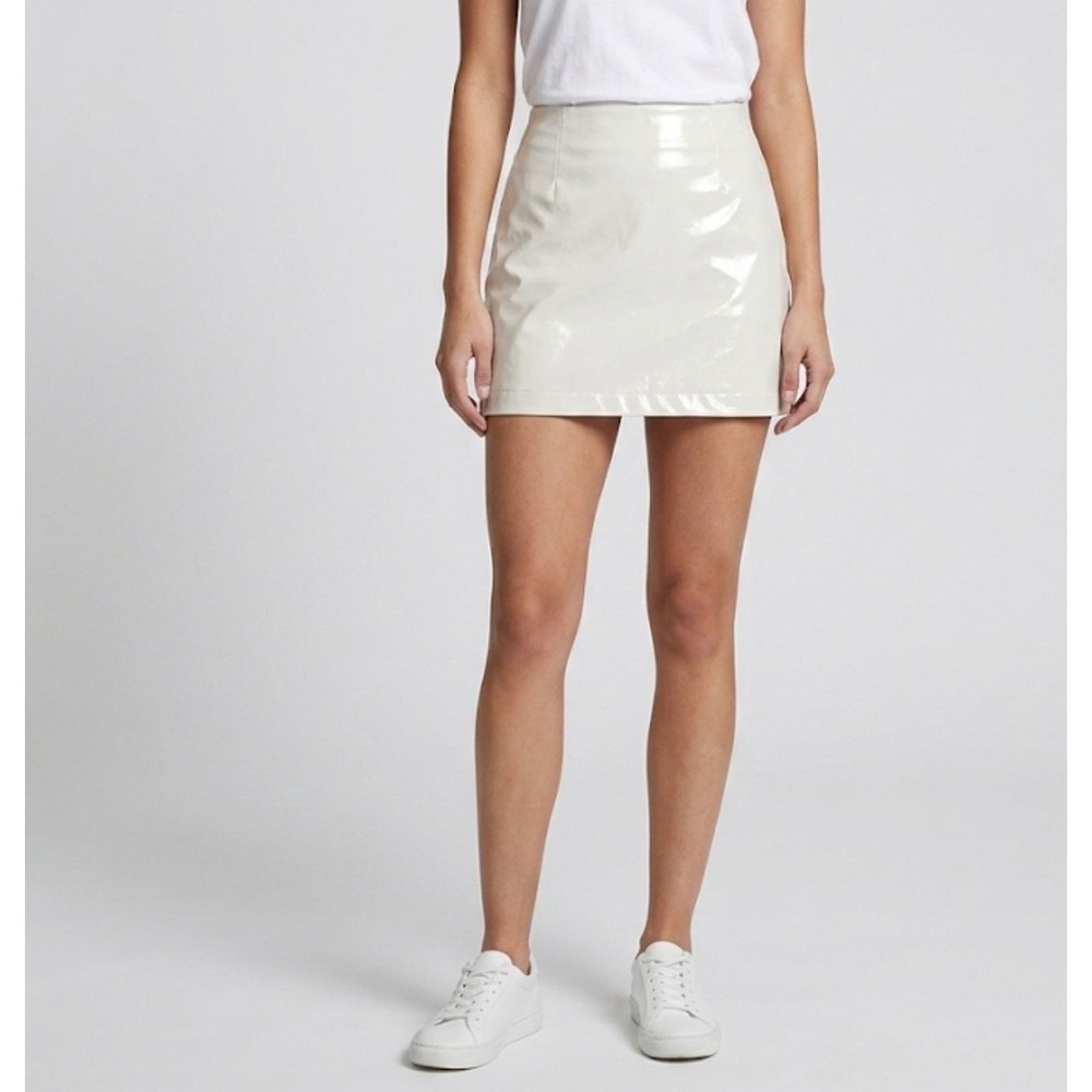 7 For All Mankind NWT Patent Faux Shiny Leather Mini Skirt sz M wet look western